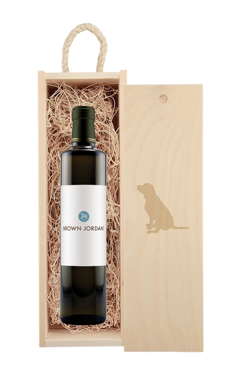 Rustic Laser-Engraved Wood Box w/Full-Color Custom Labeled Balsamic Vinegar