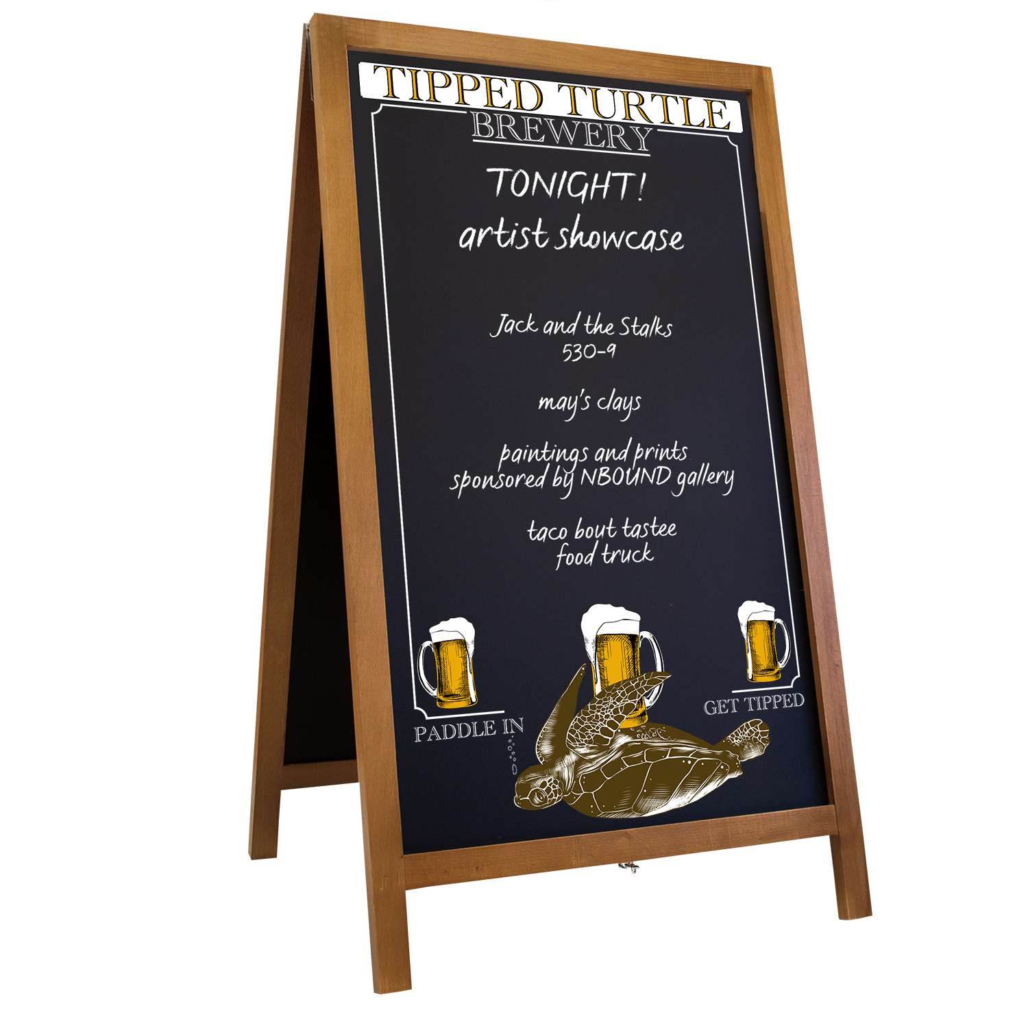 46" Deluxe Wood A-Frame Imprinted Chalkboard Kit view 2