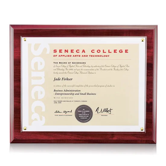 Walcourt Certificate Holder - Plexiglass — Walcourt Certificate Holder - Plexiglass