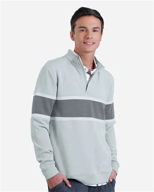 SWANNIES GOLF APPAREL Men's Owen Quarter-Zip Colorblock Pullover Sweater