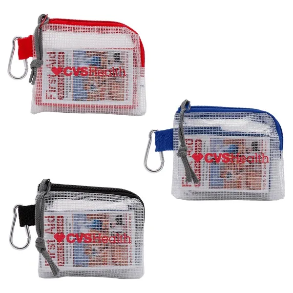 First Aid Kit in a Zippered Clear Nylon Bag view 2