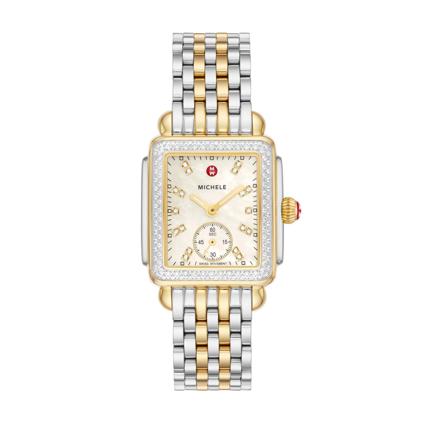Michele Deco Mid Two-Tone 18K Gold-Plated Diamond Watch