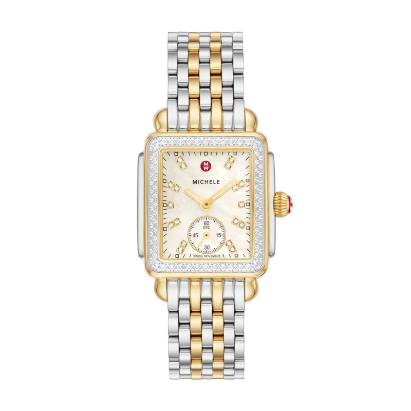 Michele Deco Mid Two-Tone 18K Gold-Plated Diamond Watch