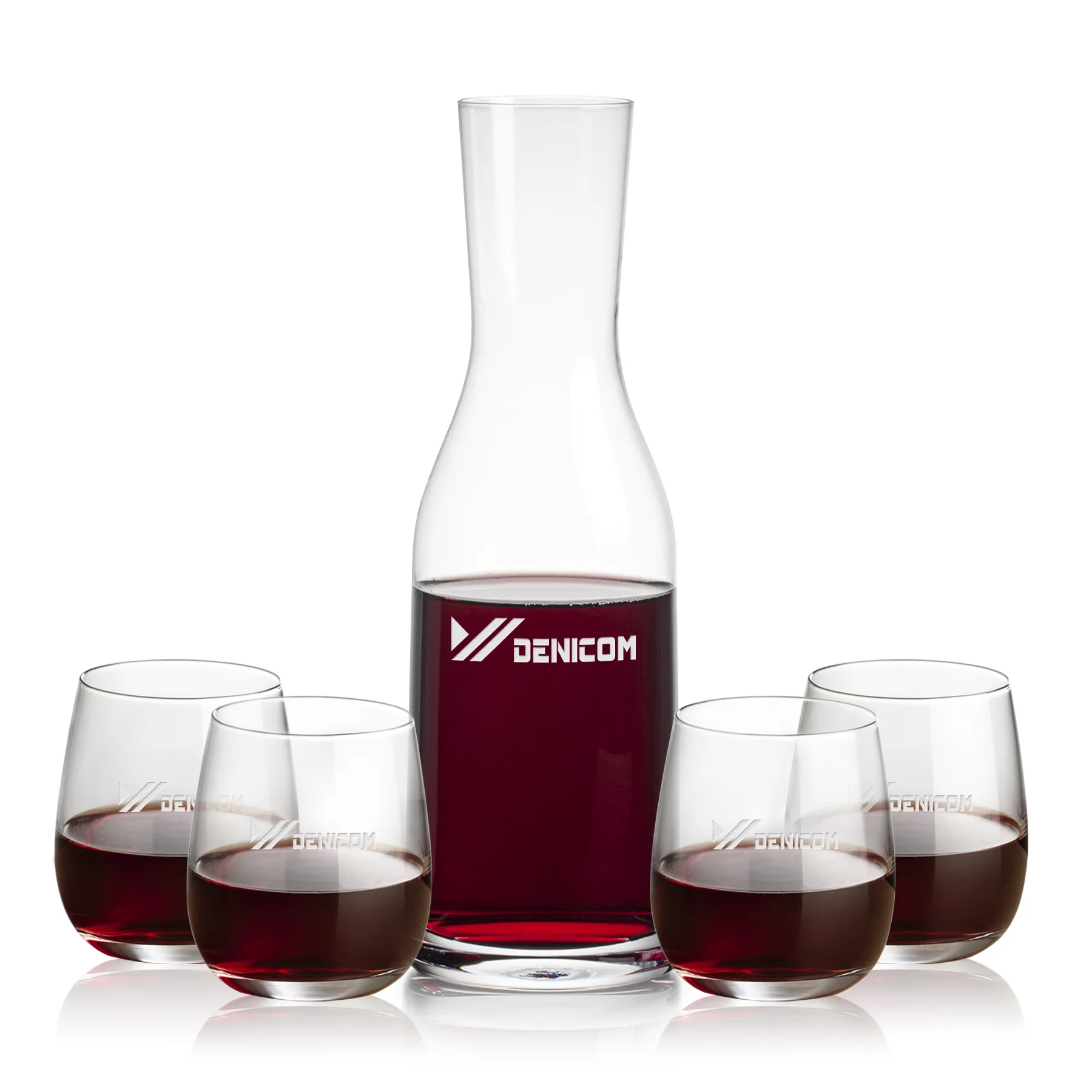 Carafe & 4 Stemless Wine