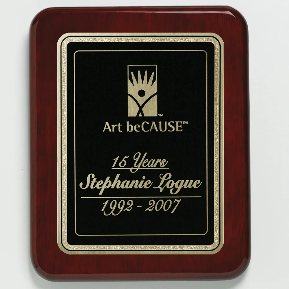 Champlain Rosewood Plaque 7" x 9" with Lasered Plate