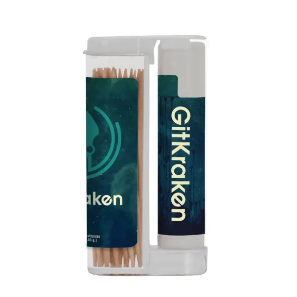 Wooden Toothpicks in a Rectangular Flip-Top Duo w/ Natural Lip Moisturizer view 4