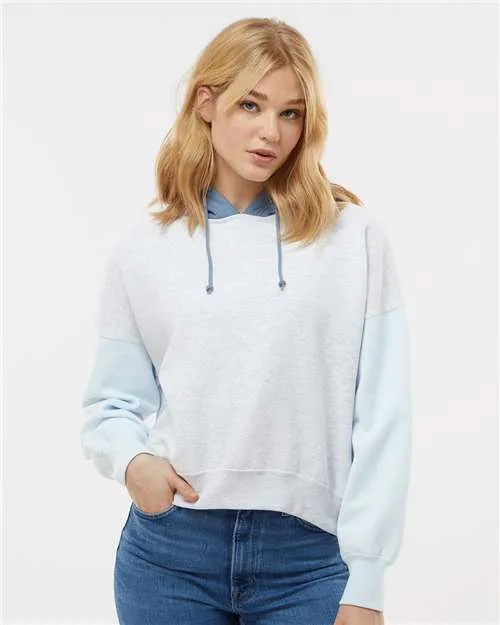 MV Sport® Women's Sueded Fleece Colorblocked Crop Hooded Sweatshirt