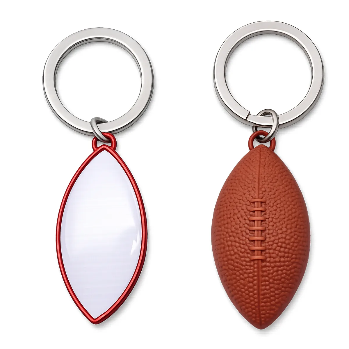 Football Shaped Metal Keychain view 2