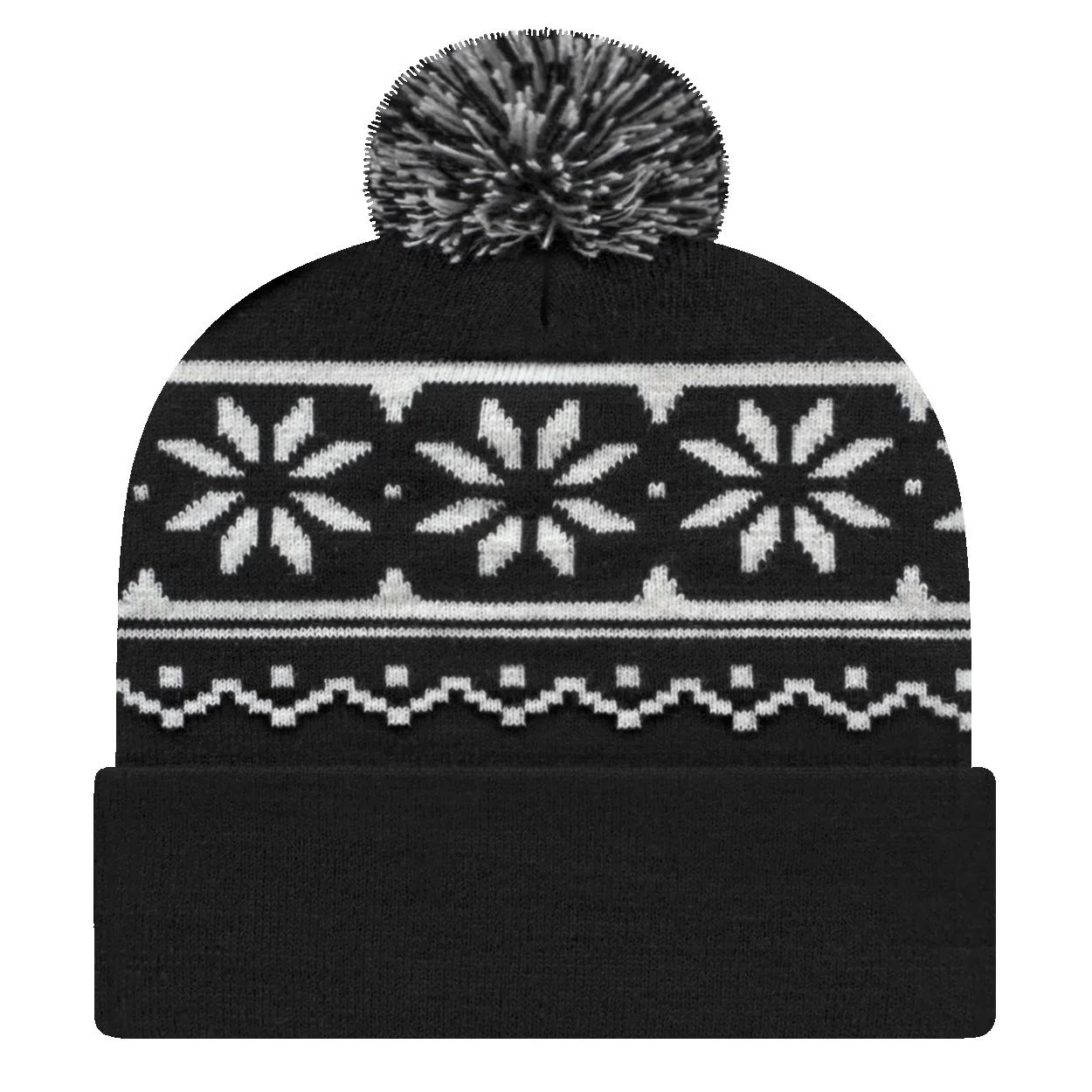 Snowflake Knit Cap with Cuff view 3