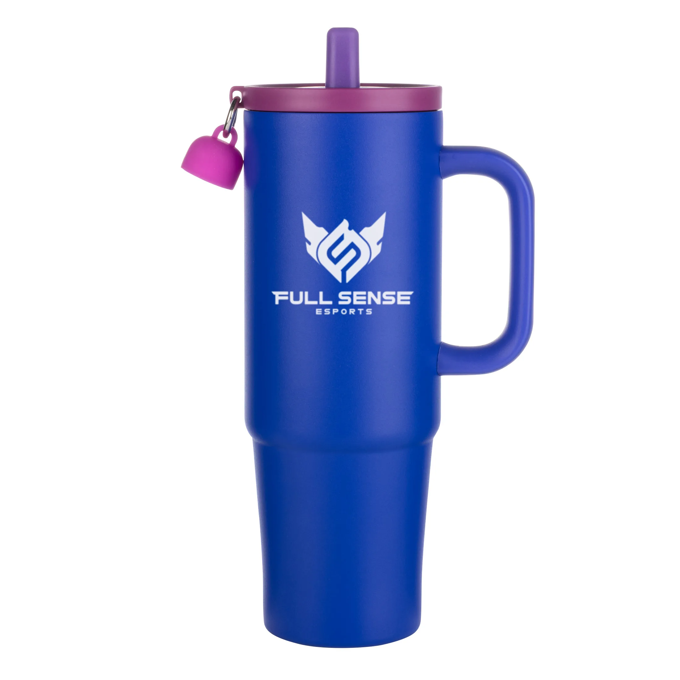 Kentia SS Travel Mug w/Silicone Straw & Charm Holder - 30oz
