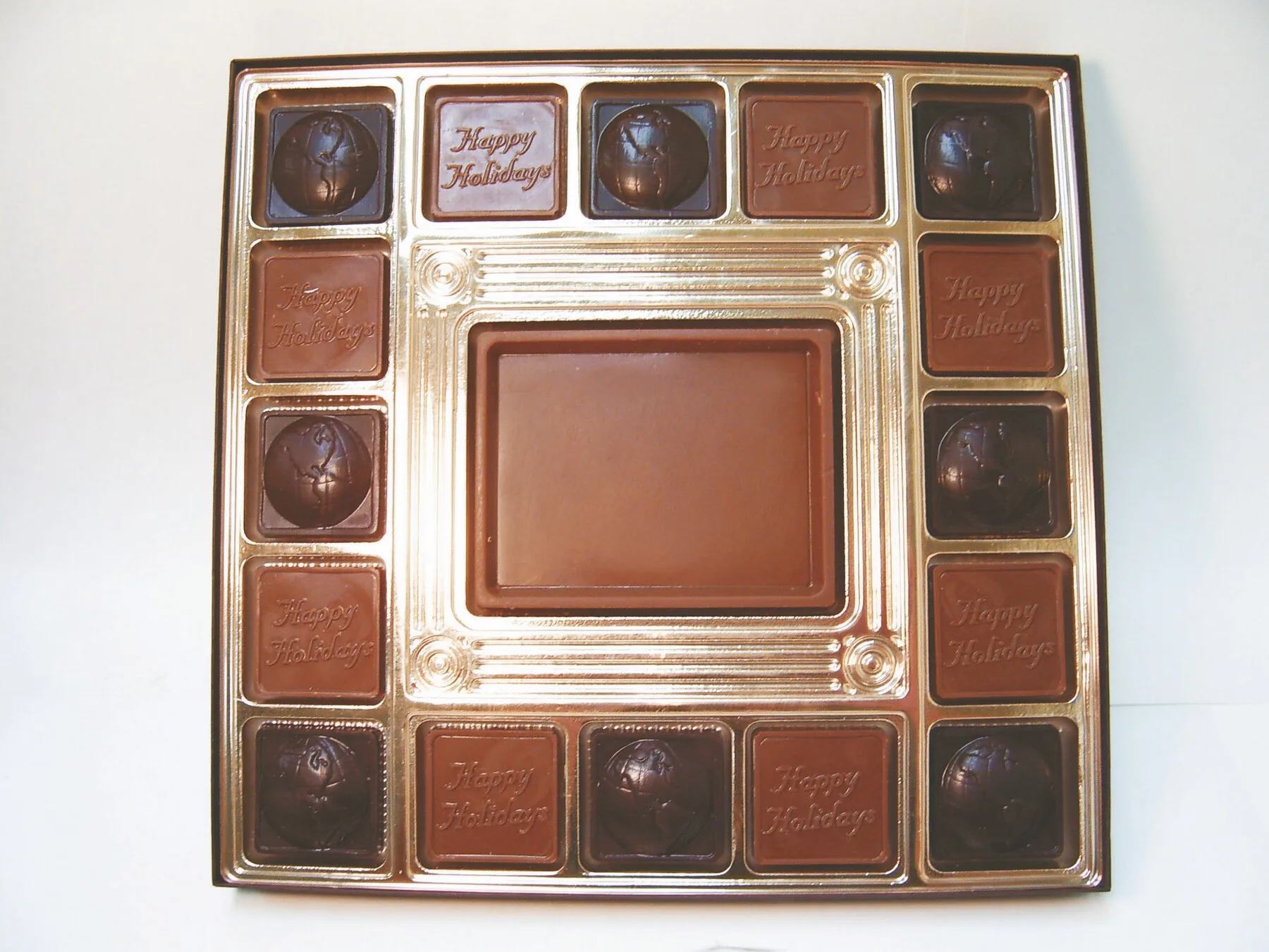 Gift Box w/ 16 Chocolate Squares & Custom Chocolate Centerpiece view 2