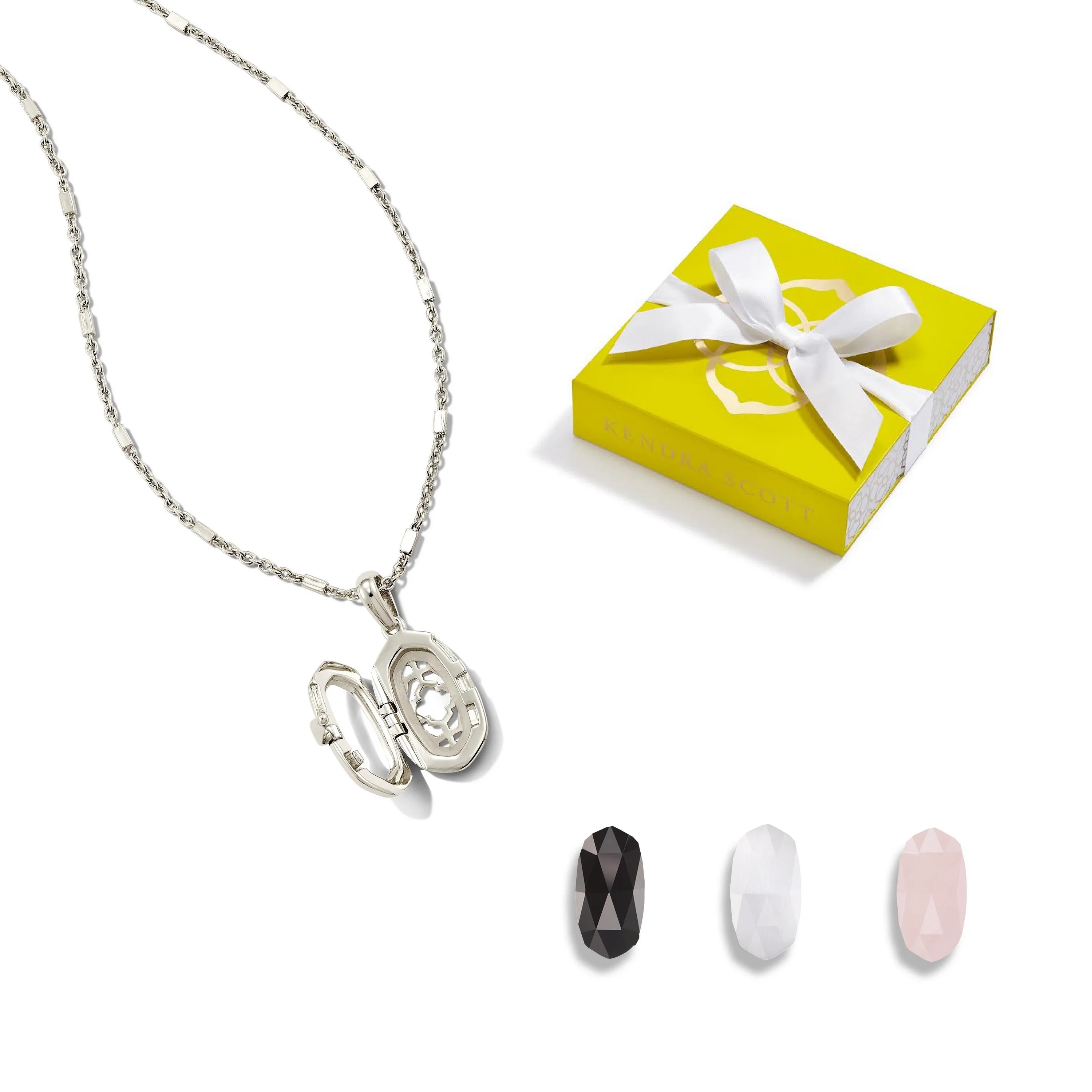Kendra Scott Ellie Locket Pendant Gift Set Silver