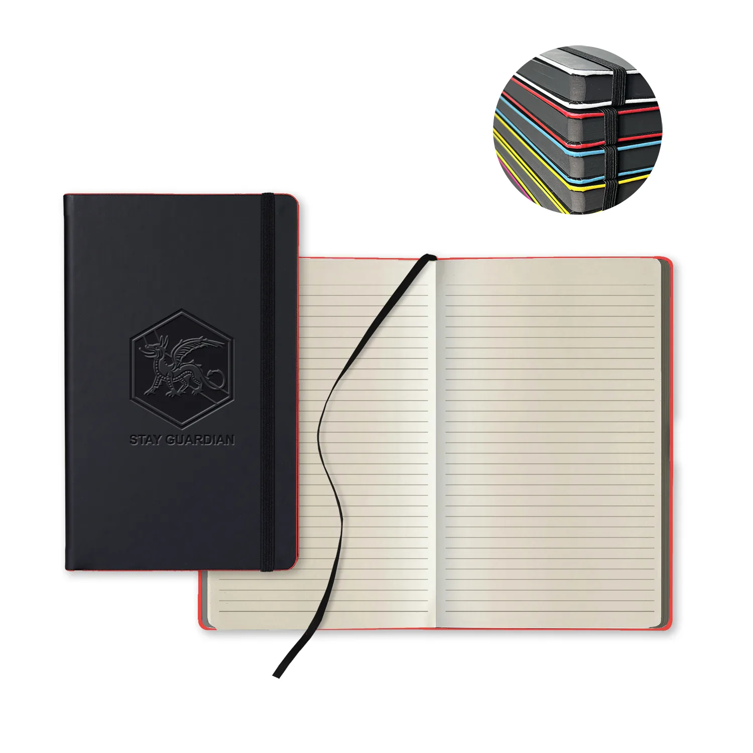 Castelli Black Laser Medio Lined Ivory Page Journal view 5
