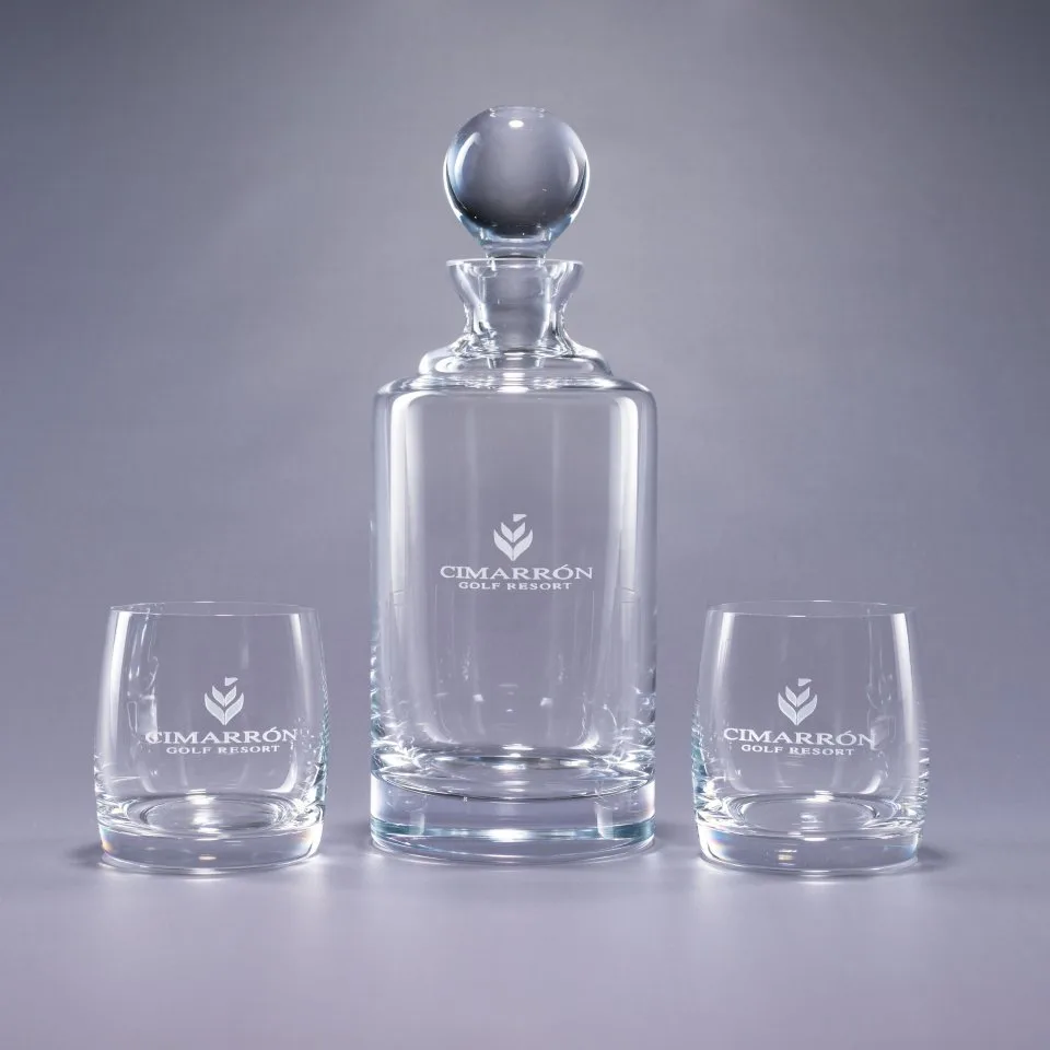 Uptown/Meridian Crystal Bar Set w/Decanter & 4 Rocks Glasses