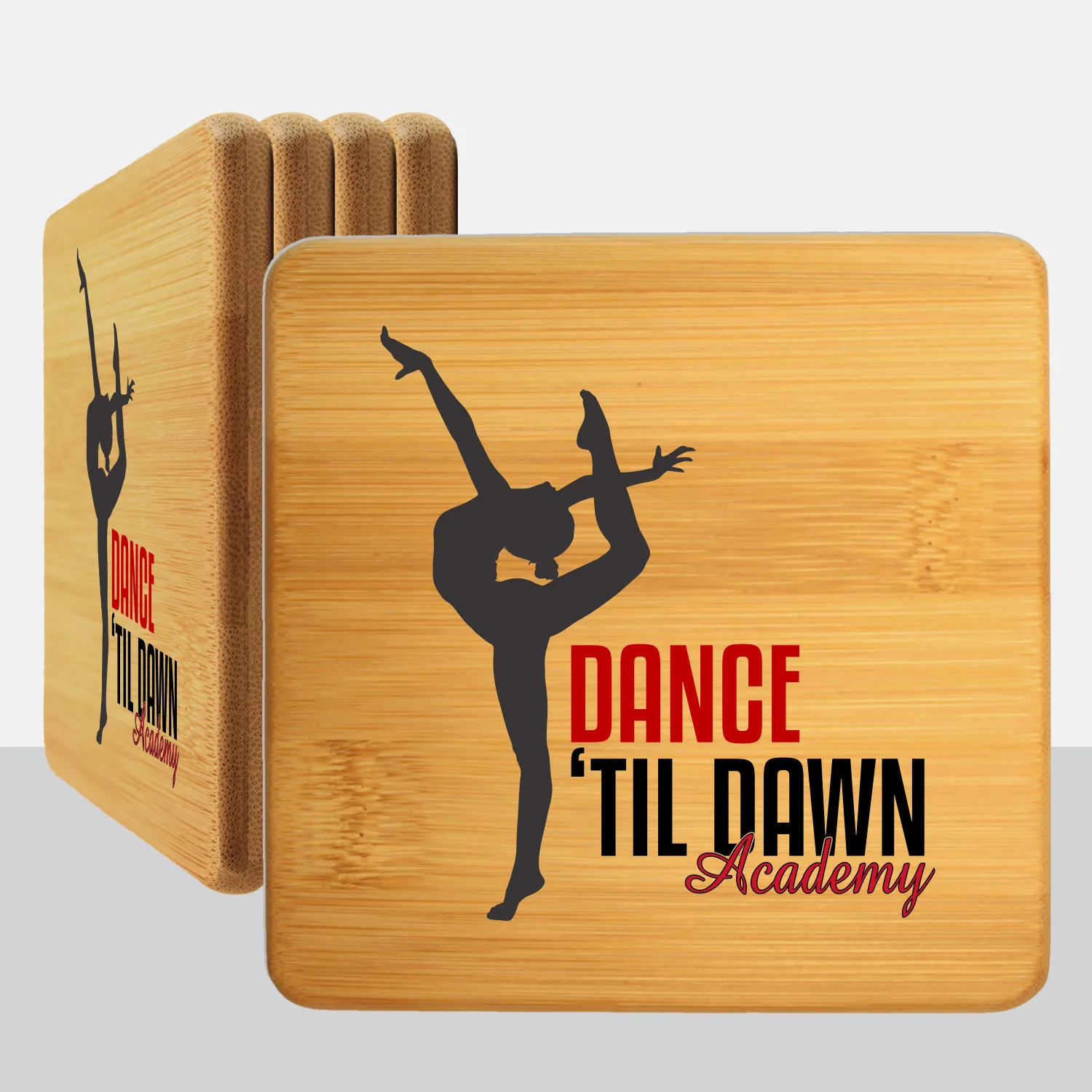 4 Pack Square Bamboo Coaster