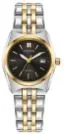 Citizen® Ladies Corso Eco-Drive® Two-Tone Stainless Steel Bracelet Watch w/Black Dial
