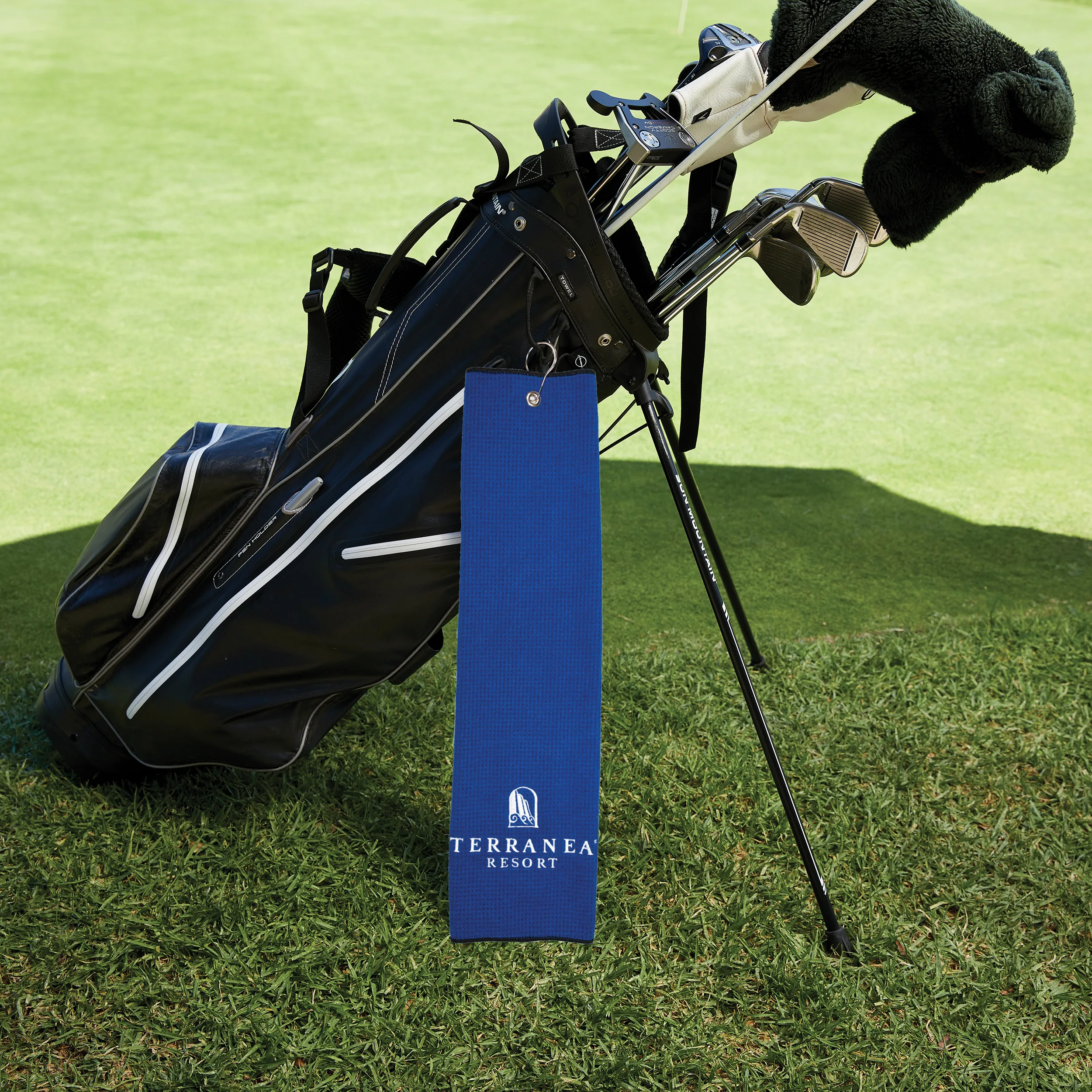 Microfiber Waffle Golf Towel with Tri-fold Grommet (Screen Print)