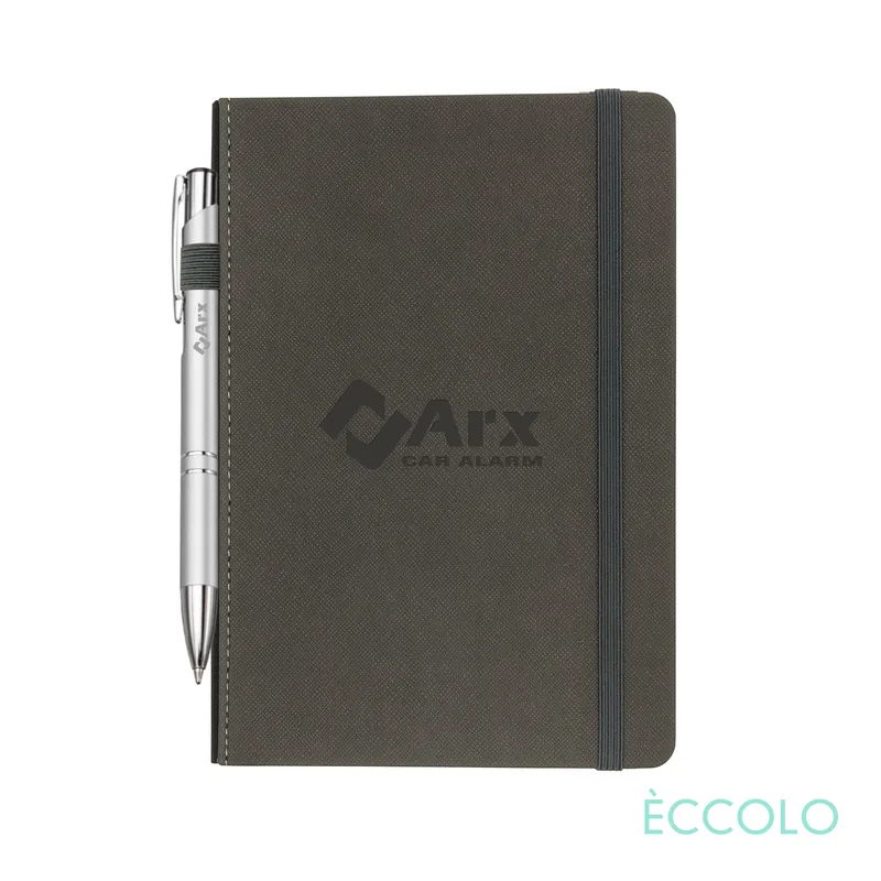 Journal & Clicker Pen, Grey PMS Cool Grey 11C/Silver