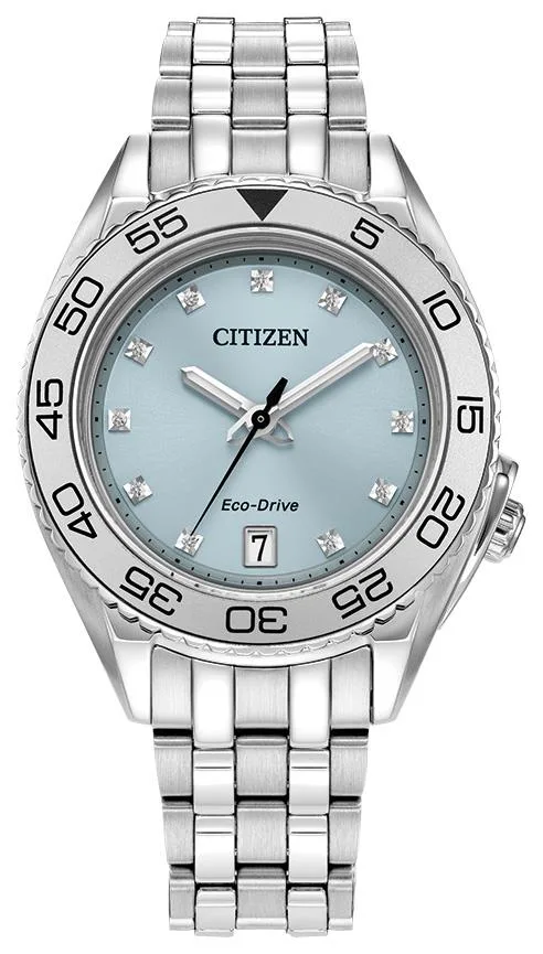 Citizen Watch Ladies' Sport Luxury Stainless Steel Bracelet Watch, Light Blue Dial