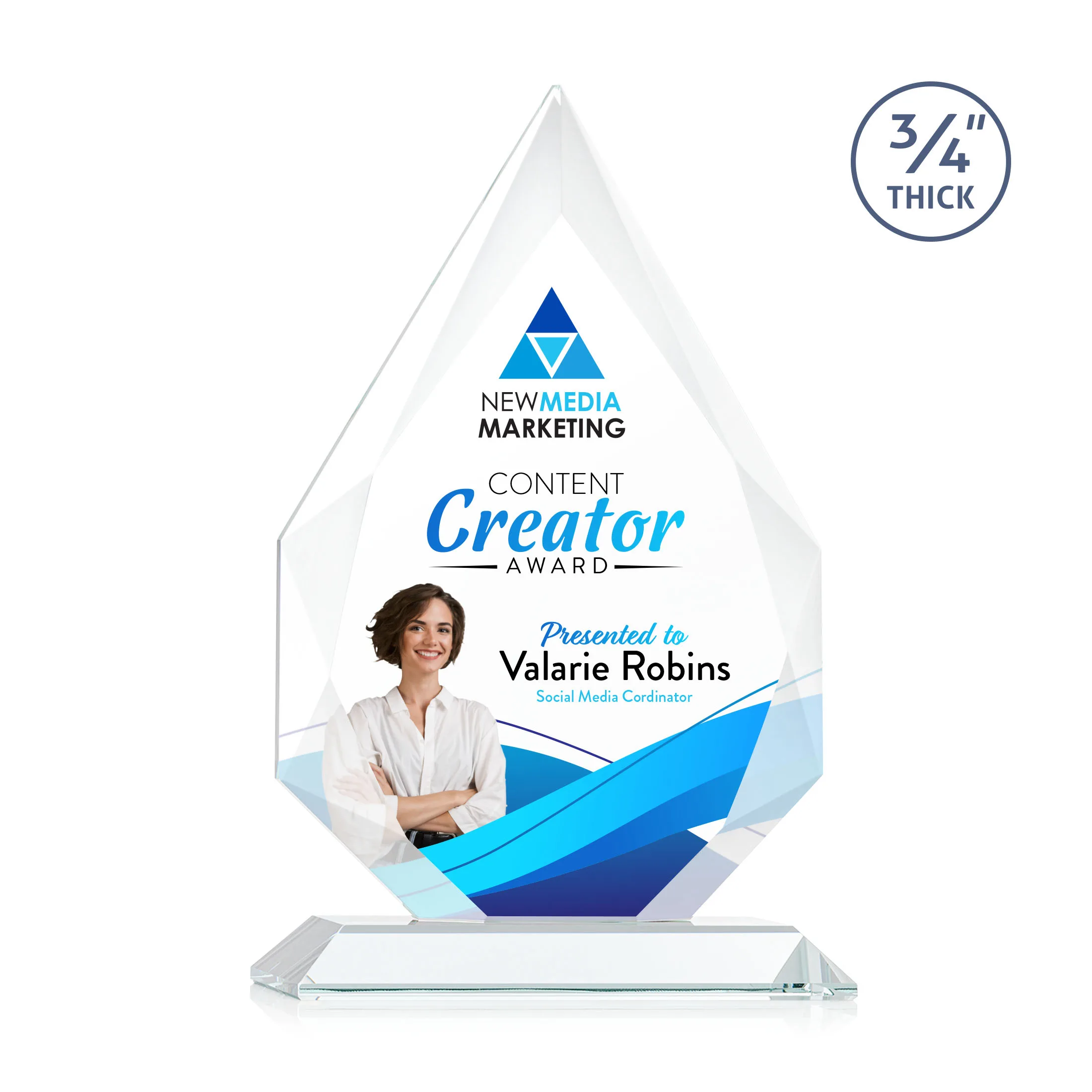 VividPrint™, Standard base, Clear, 6.25" x 9.75" x 3"