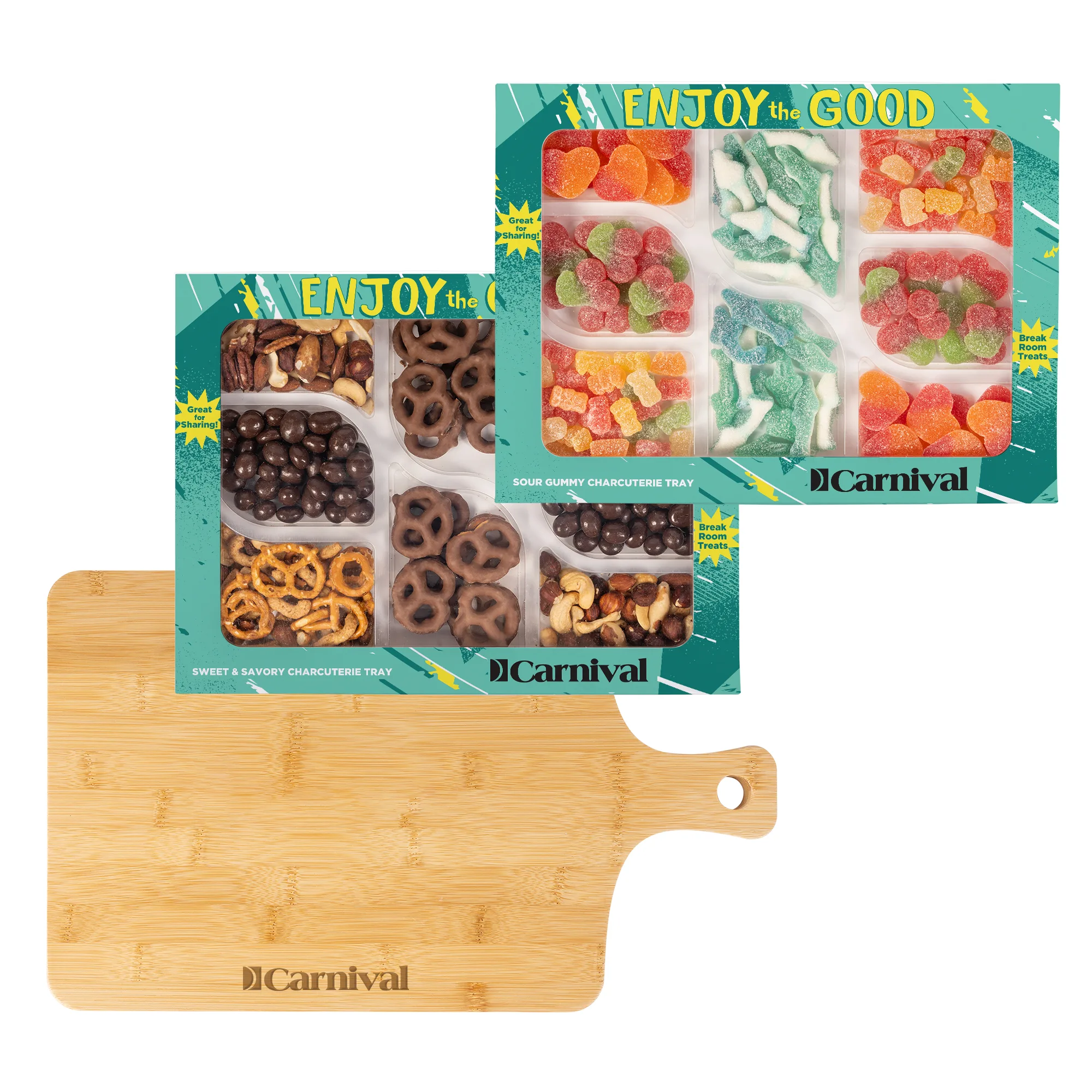 Sour Gummy & Sweet & Savory Charcuterie Trays with Bamboo Board