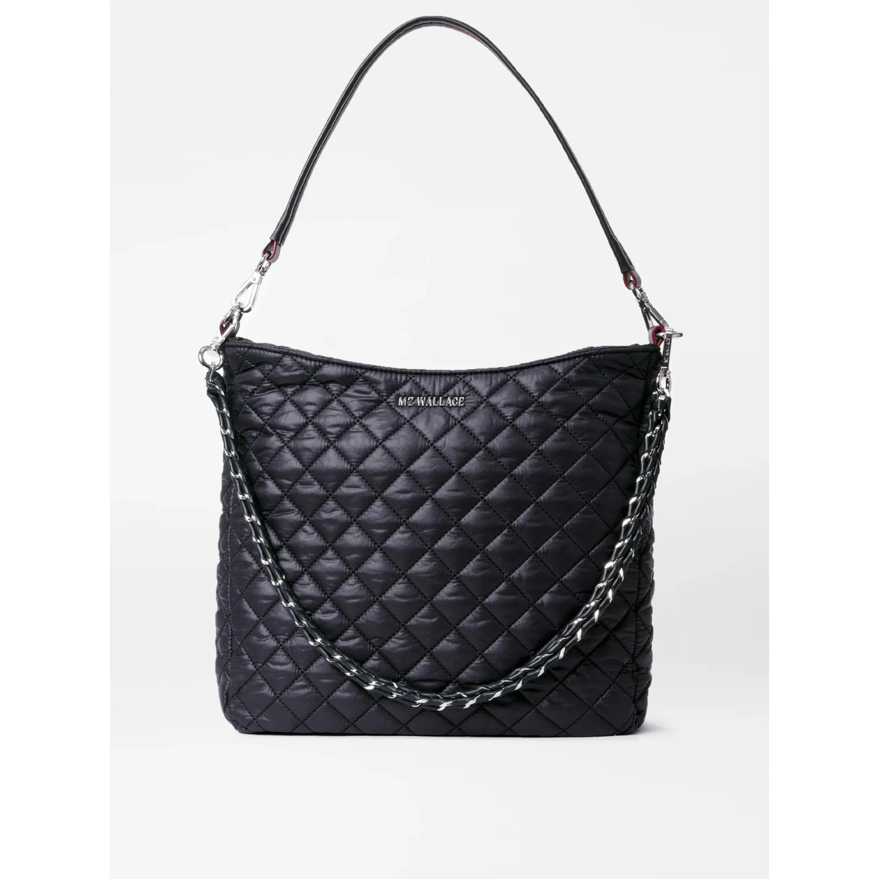 MZ Wallace Crosby Hobo Shoulder Bag - Black Rec