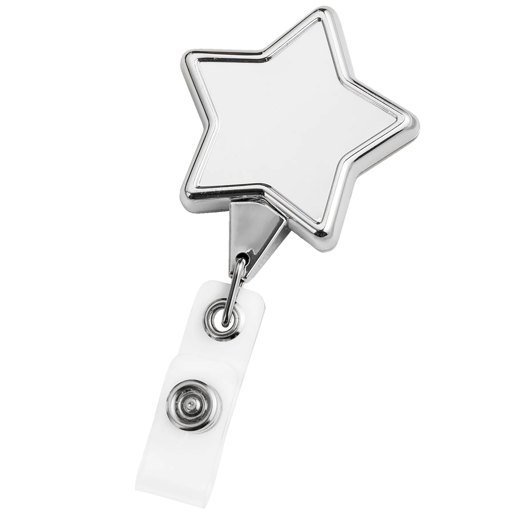 Chrome Star Retractable Badge Reel view 2