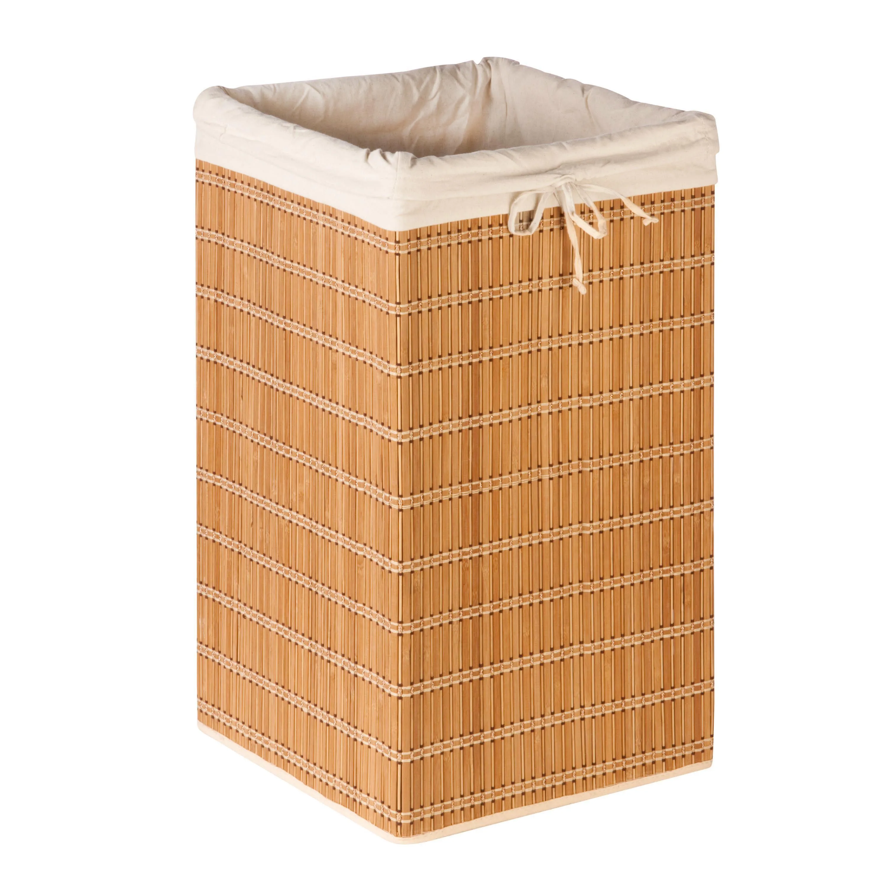 Honey-Can-Do Square Bamboo Wicker Hamper W/ Canvas Bag
