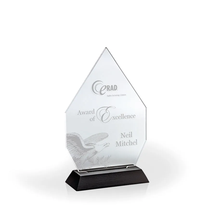 Royal Diamond Award with Black Wood Base, Medium - Engraved