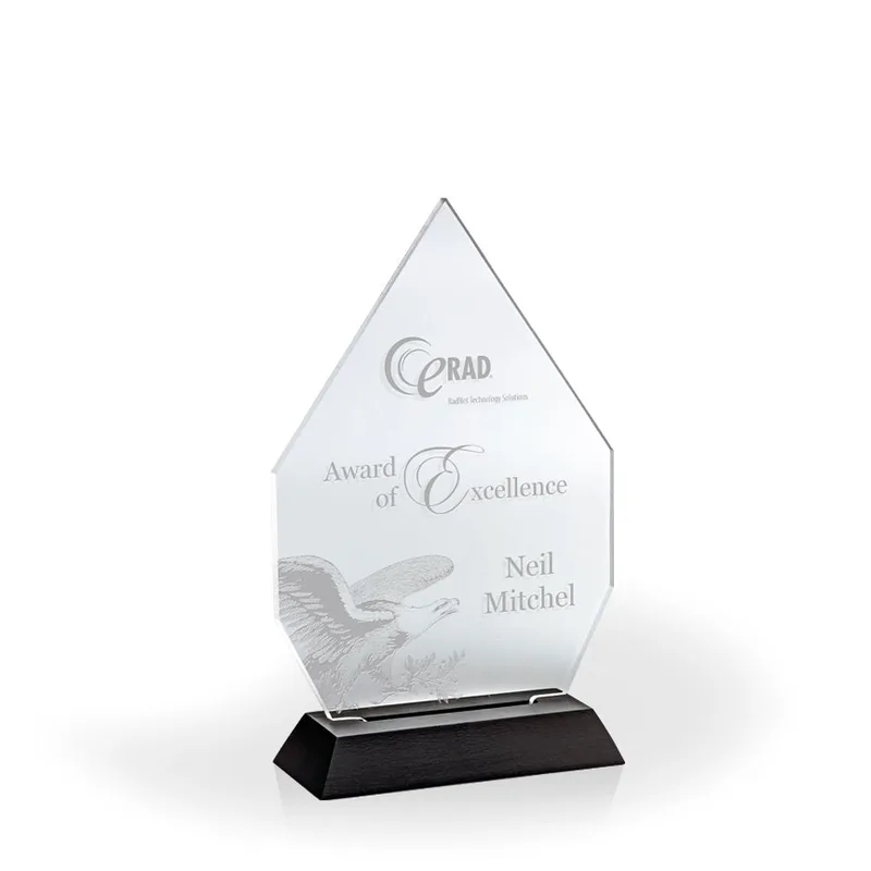 Royal Diamond Award with Black Wood Base, Small - Engraved
