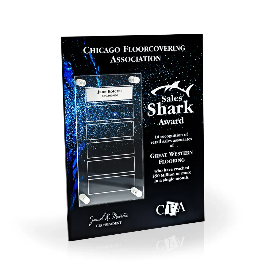 Dynamic Perpetual Award Plaque - 9x12, Vertical