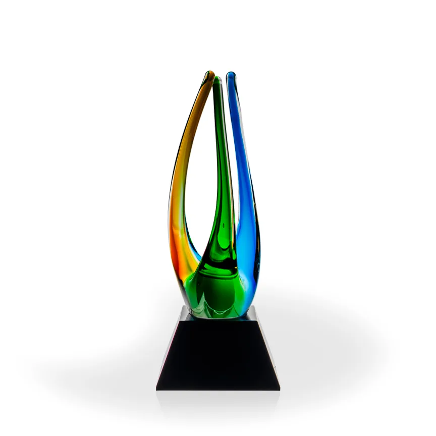 Owen Art Glass Award - Black Pyramid Base view 2