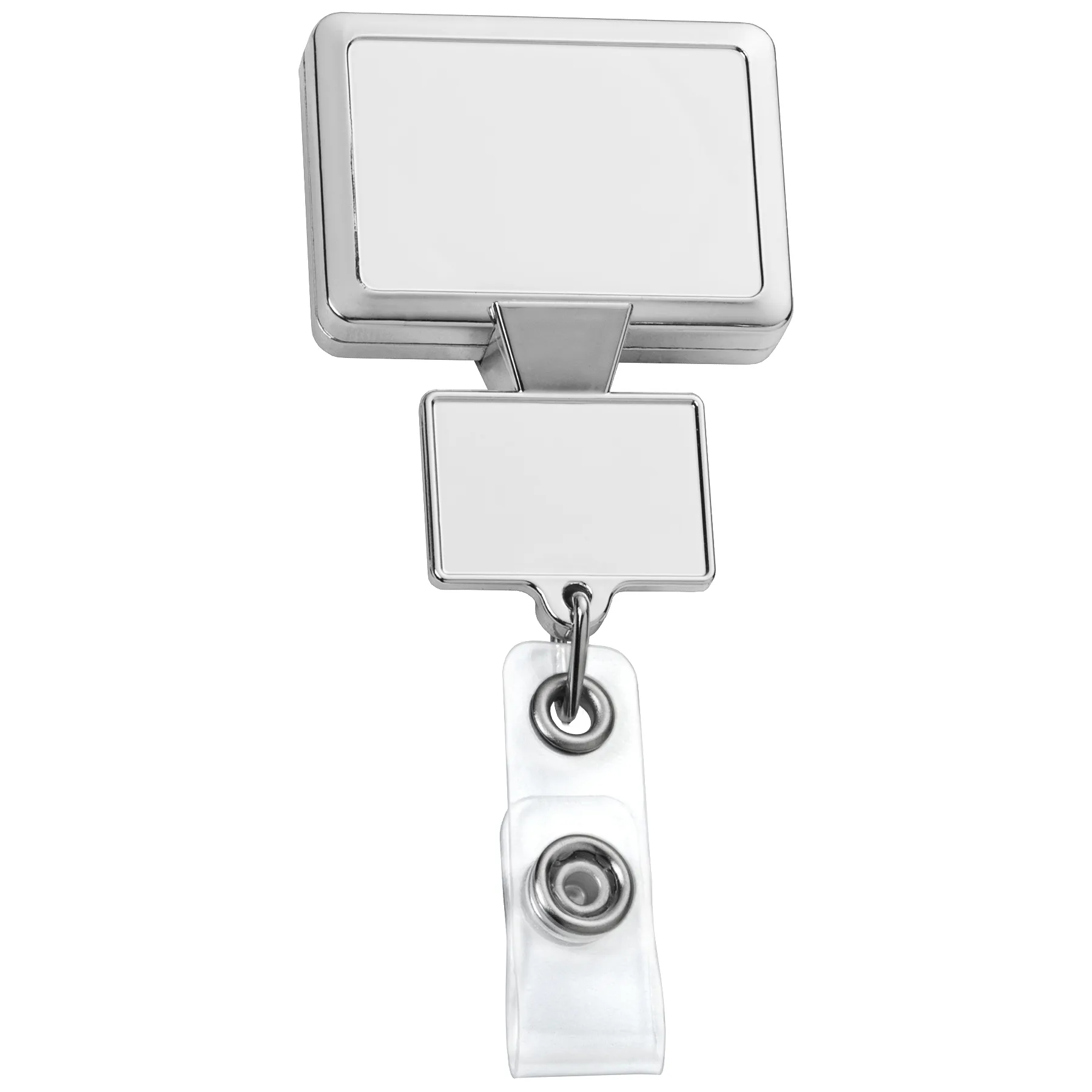Chrome Double Up Rectangle Retractable Badge Reel view 2