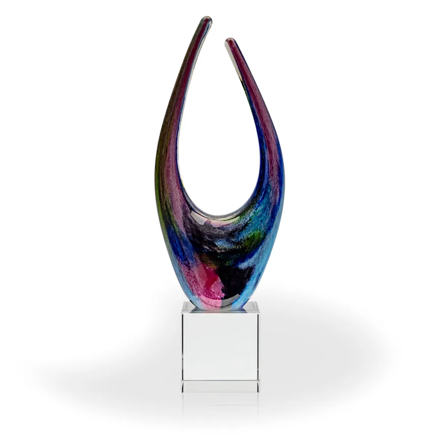 Reaching Art Glass Award - Clear Cube view 2