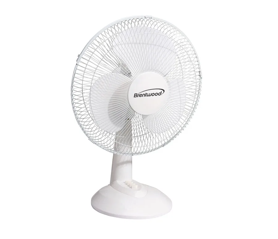 12'' White Oscillating Desk Fan