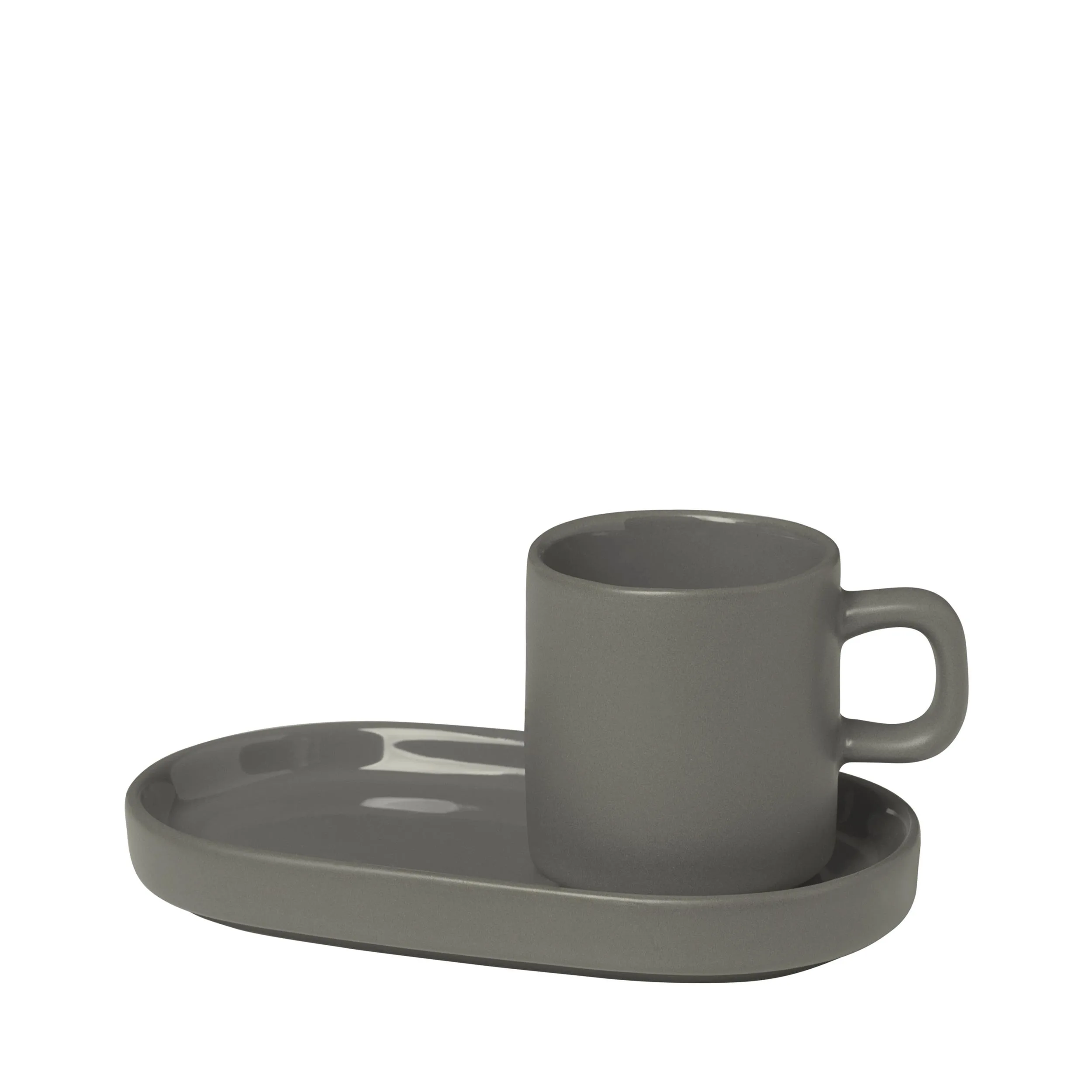 Blomus Pilar - Espresso Cups w/Tray Set Of 2 - Pewter