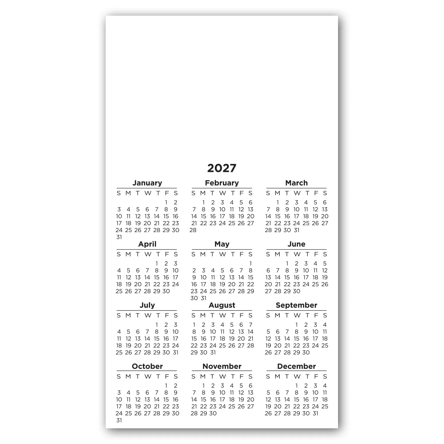 Calendar Large Magnet 3-29/32 x 6-15/16 view 3