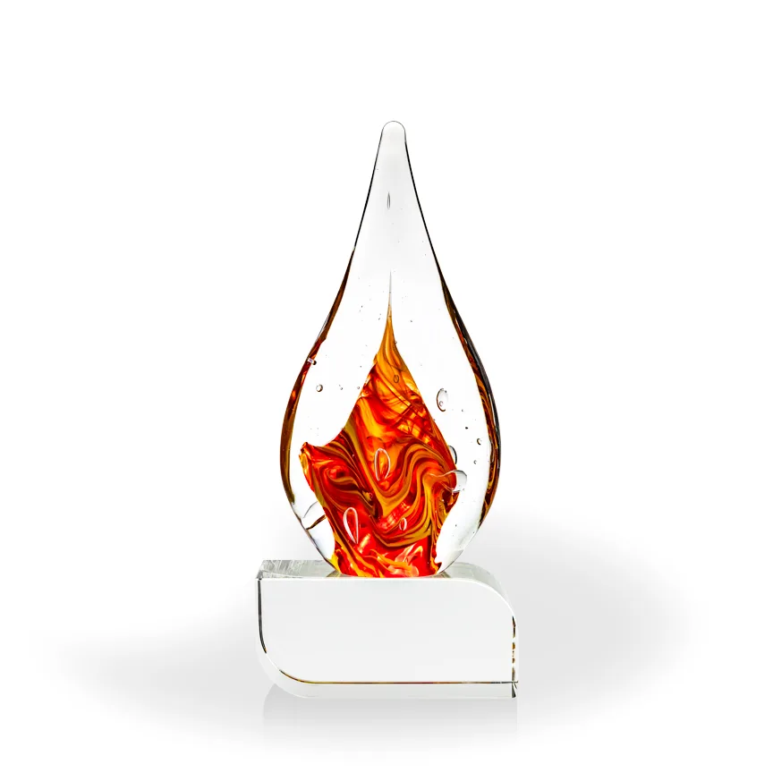 Glimmer Flame Art Glass Award - Clear Oblong Base view 2