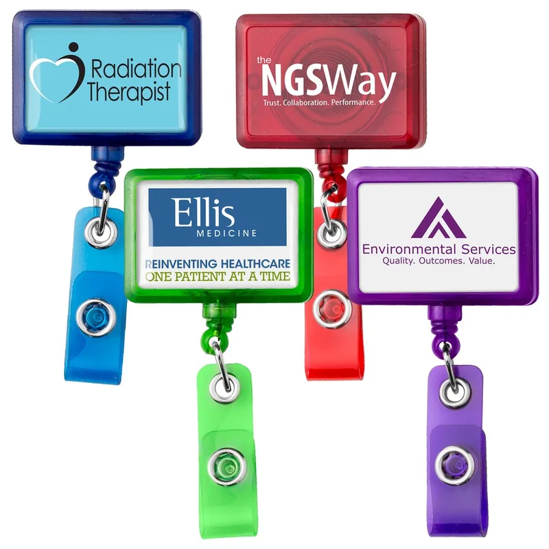 Rectangle Retractable Badge Reel, translucent color