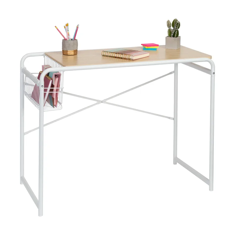 Honey-Can-Do Home Office Computer Desk W/ Side Basket White