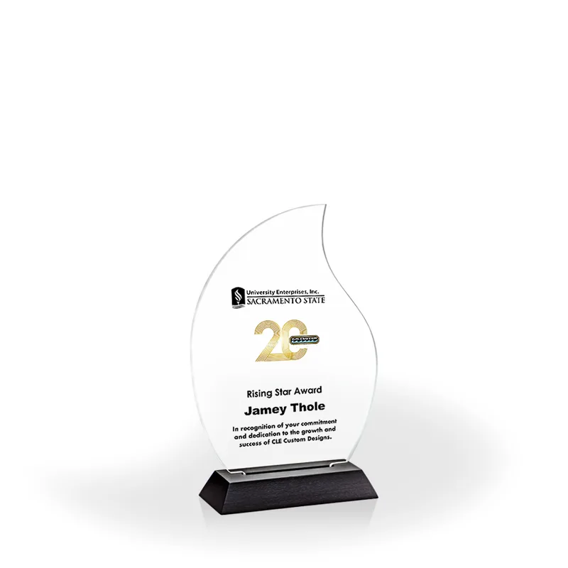 Flame Award with Black Wood Base, Medium - UV Print