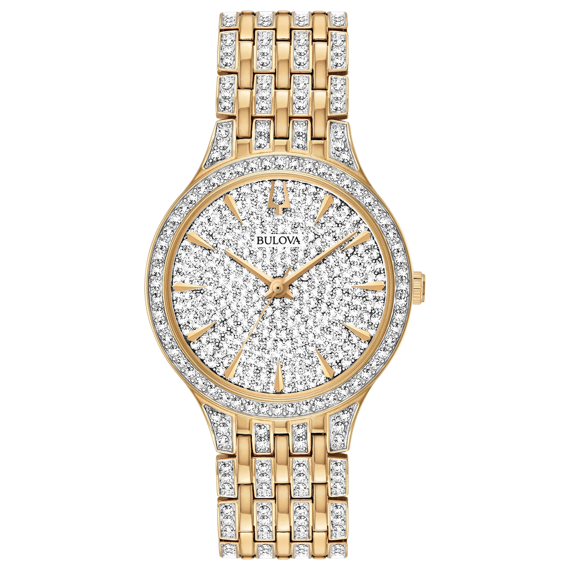 Bulova Watches Ladies' Phantom Crystal Collection Full-Pave Dial w/Gold-Tone Stainless Steel