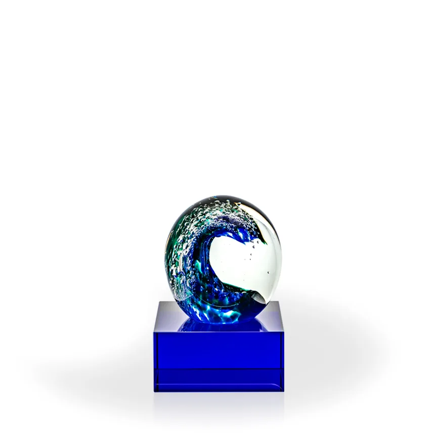 Swell Art Glass Sphere Award - Blue Base view 2