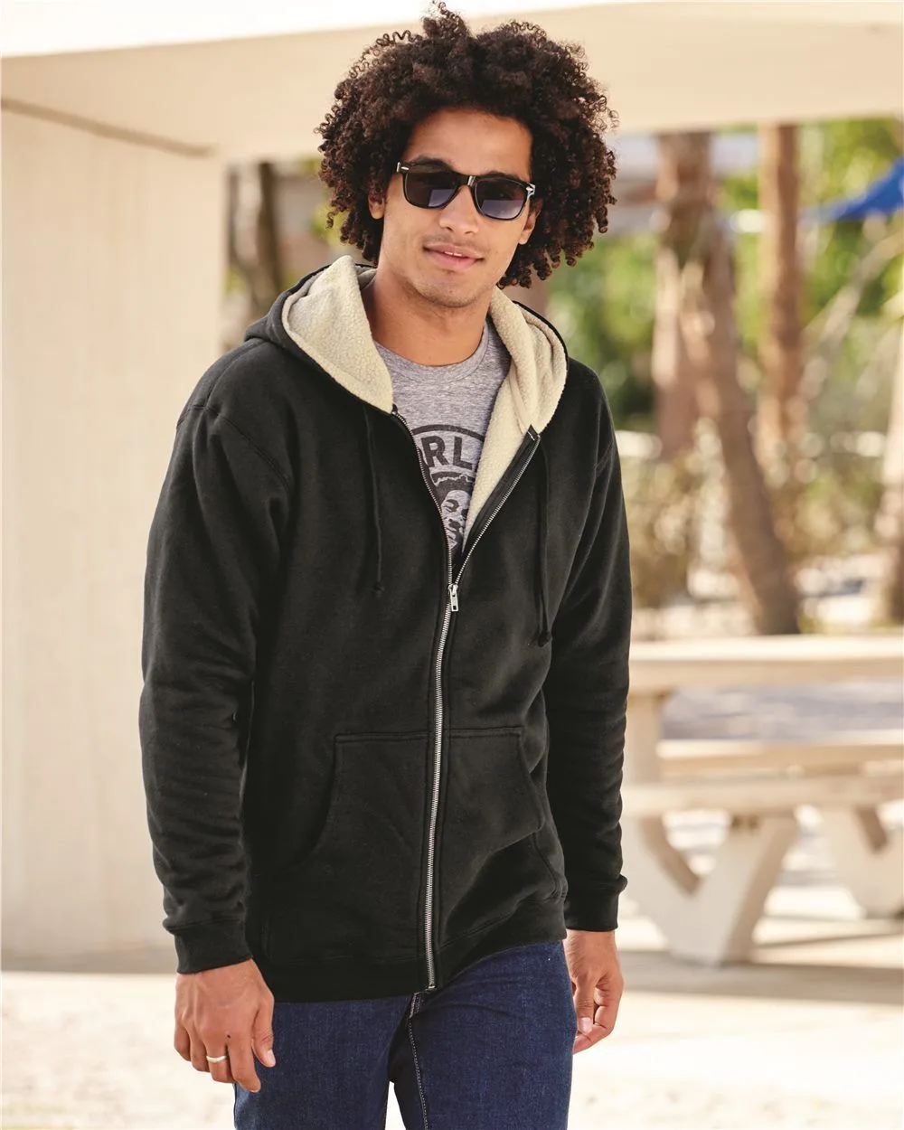 Independent Trading Co.® Men's Sherpa-Lined Full-Zip Hooded Sweatshirt