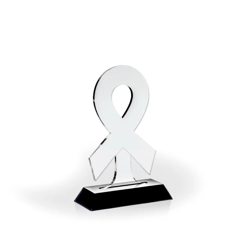Awareness Ribbon Award with Black Wood Base - UV Printed view 2