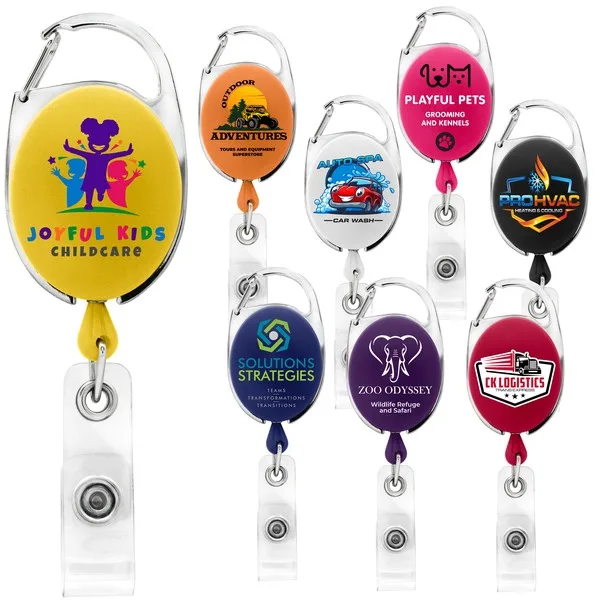 Bubble Carabiner Retractable Badge Reel w/belt clip