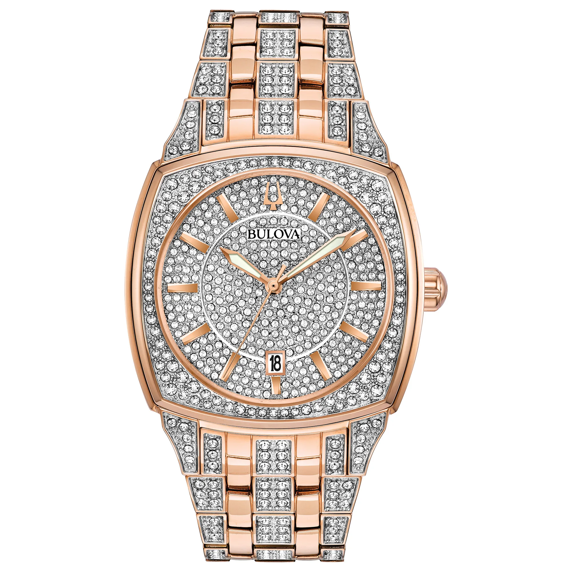 Bulova Watches Men's Crystal Collection, Rose Gold-Tone Bracelet Watch