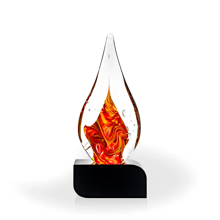 Glimmer Flame Art Glass Award - Black Oblong Base view 2