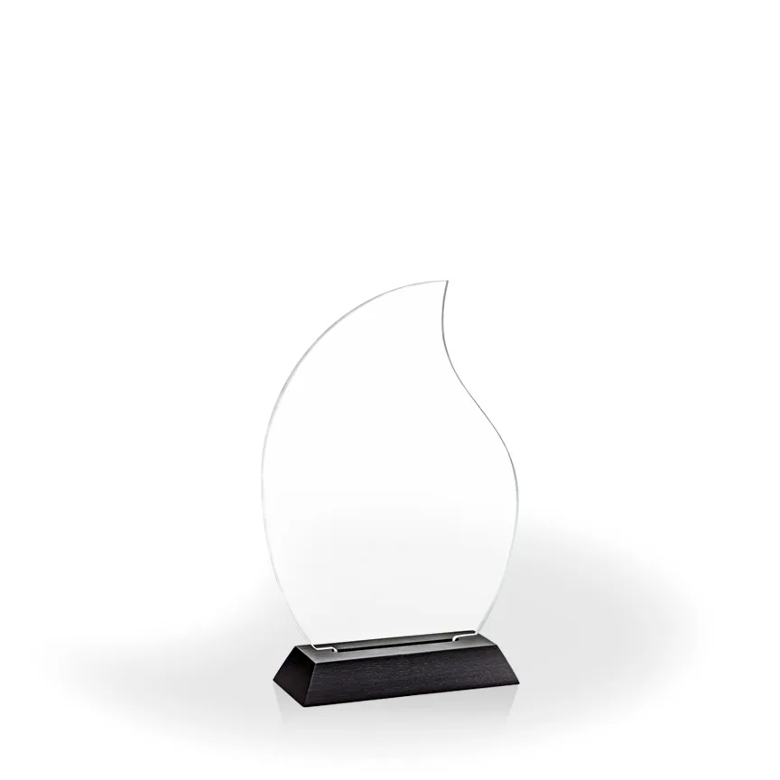 Flame Award with Black Wood Base, Medium - Engraved view 2