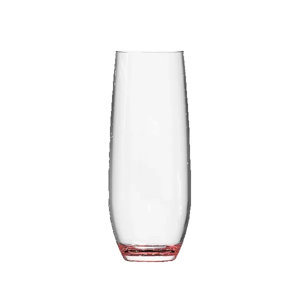 Jubilee 9oz Stemless Champagne Flute Glass with Color Bottom view 2